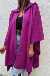 Einfarbige, lässige Strickjacke mit lockerem Einknopf-Windbreaker